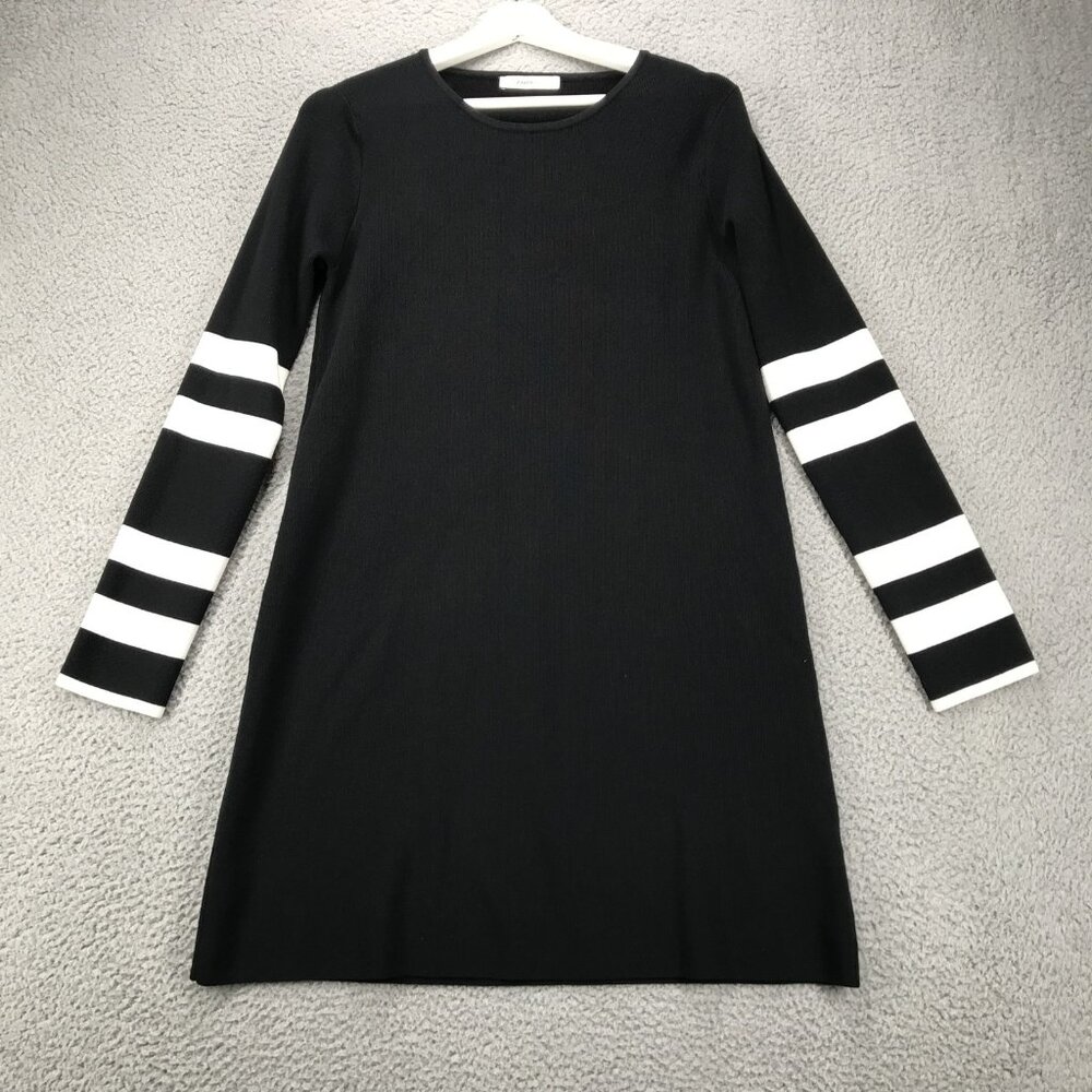 ZARA Knit Dress Womens‎ Size Medium Black White Striped Sleeve Pullover Sweater
